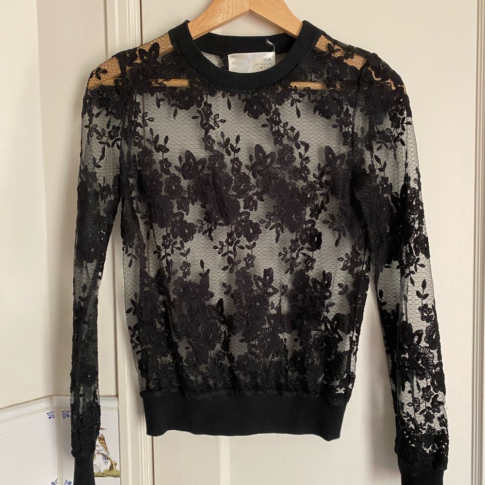Black lace sheer sweater top